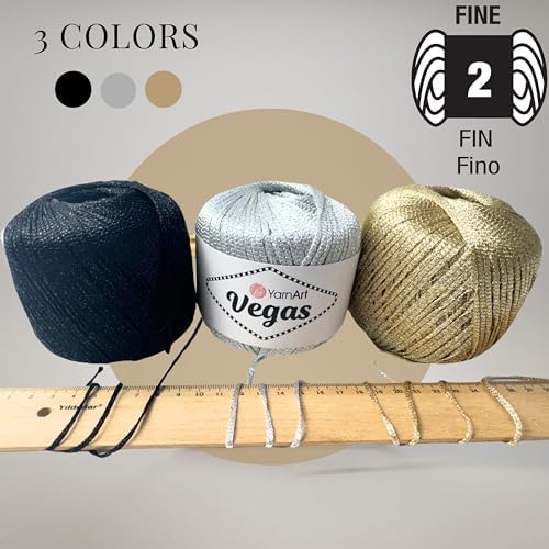 YarnArt Vegas Metallic Yarn – 60% Viscose, 40% Metallic – Sparkling