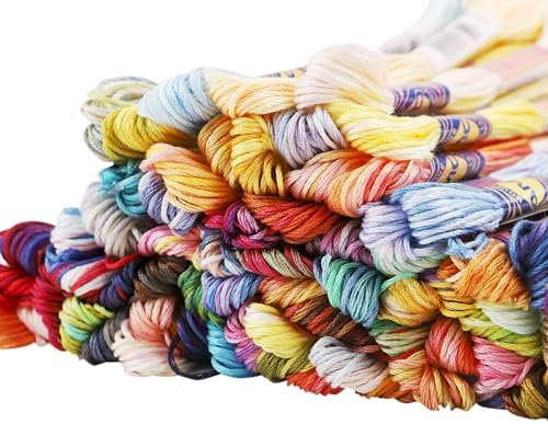70 Skeins Variegated Mercerized Egyptian Cotton Rainbow Color for