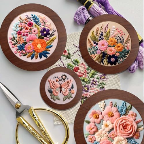 RattanView 8 Pcs Wood Embroidery Hoop Frame for Display 4 & 6 & 8 &