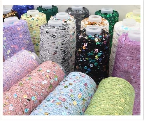2 Balls Sequin Sparkle Cotton Yarn, Metallic Lurex Sequin Thread