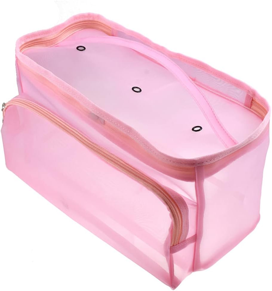 EXCEART Pink Yarn Tote Bag Knitting Tool Storage Mesh Organizer Case