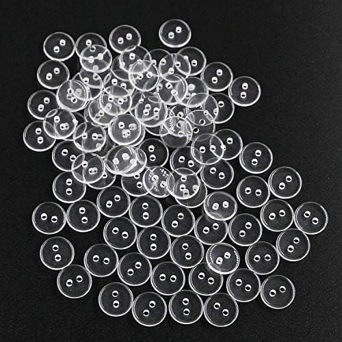 Clear Delicate Plastic Round Buttons 2 Holes,10mm Small Button Pack of