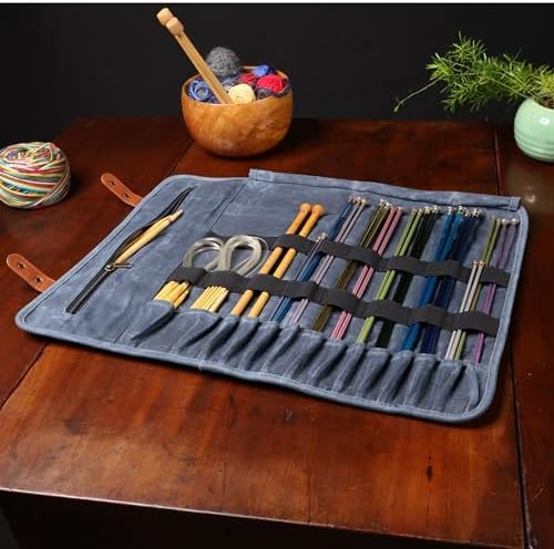 Earth & Fiber Co. Waxed Canvas Knitting Needle Case – Blue
