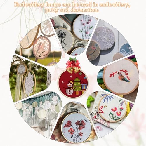24 Pcs 8 Inch Embroidery Hoops, Decorative Round Cross Stitch Hoop