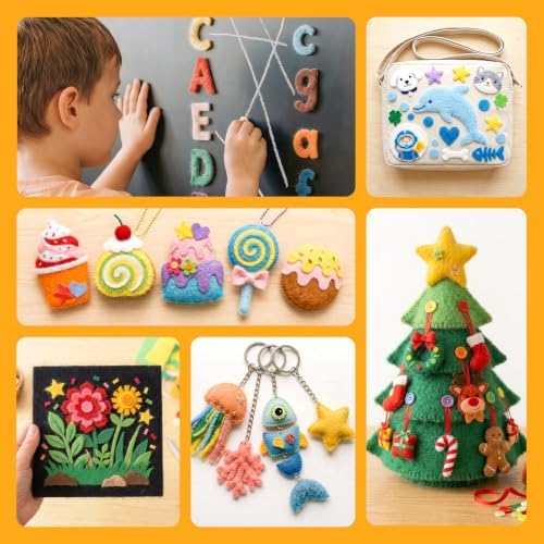 Simetufy 120 Pcs 8x12 Felt Sheets for Crafts, 40 Colors Stiff Felt