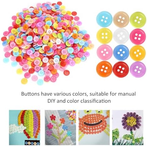 1000 PCS Assorted Mixed Color Buttons, 2 and 4 Holes Round Craft