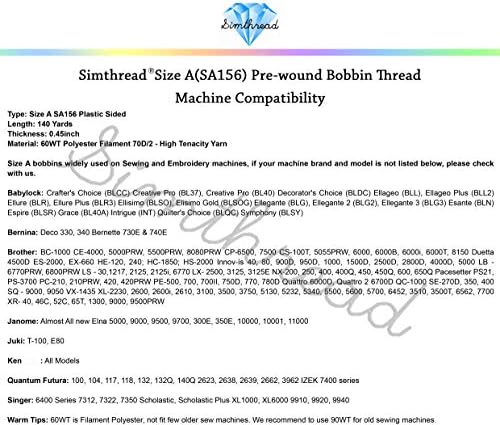 Simthread 25pcs 15White+10Black Prewound Bobbin Thread Size A Class 15