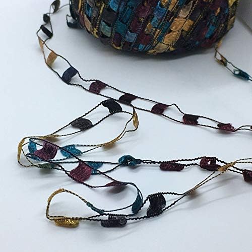 Berlini Ladder Ribbon Maxi Yarn #144 Timberland - Burgundy, Black