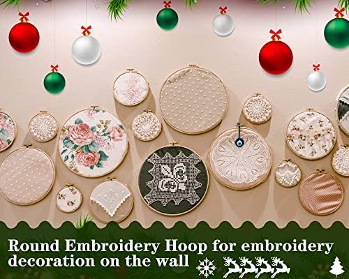 Hoteam 48 Pcs Small Wooden Embroidery Hoop Bamboo Round Cross Stitch,4