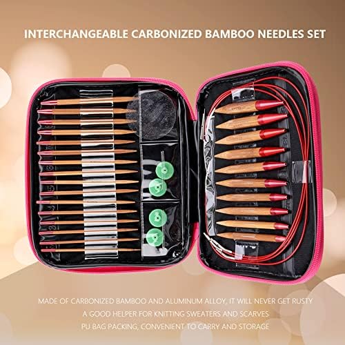 Fdit Interchangeable Carbonized Bamboo Knitting Needles, Aluminum