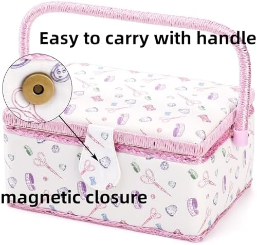 Dicunoy Sewing Box with Accessories, Large Sewing Kit Storage and