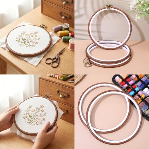 Kuyeyzu 12 Pcs 8 Inch Embroidery Hoop Frame Set Round Imitated Wood