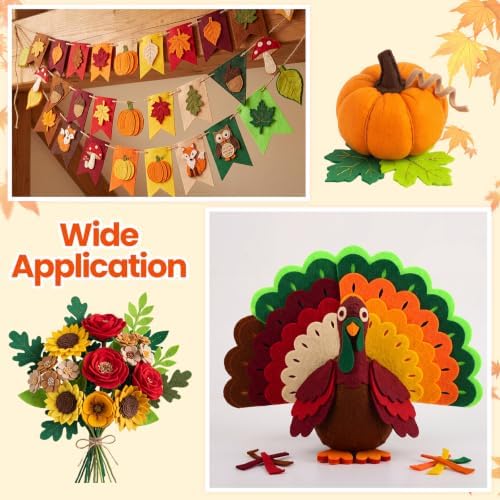 Peryiter 150 Pcs Fall Color Felt Fabric Sheets Bulk for Crafts