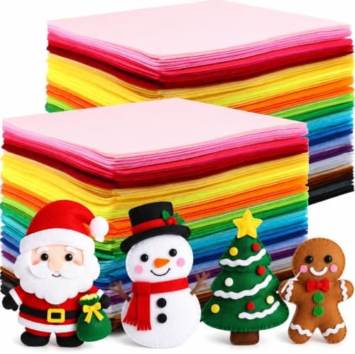 Moukeren 240 Pcs 9.8 x 9.8 Inch Felt Sheets for Craft, Rainbow