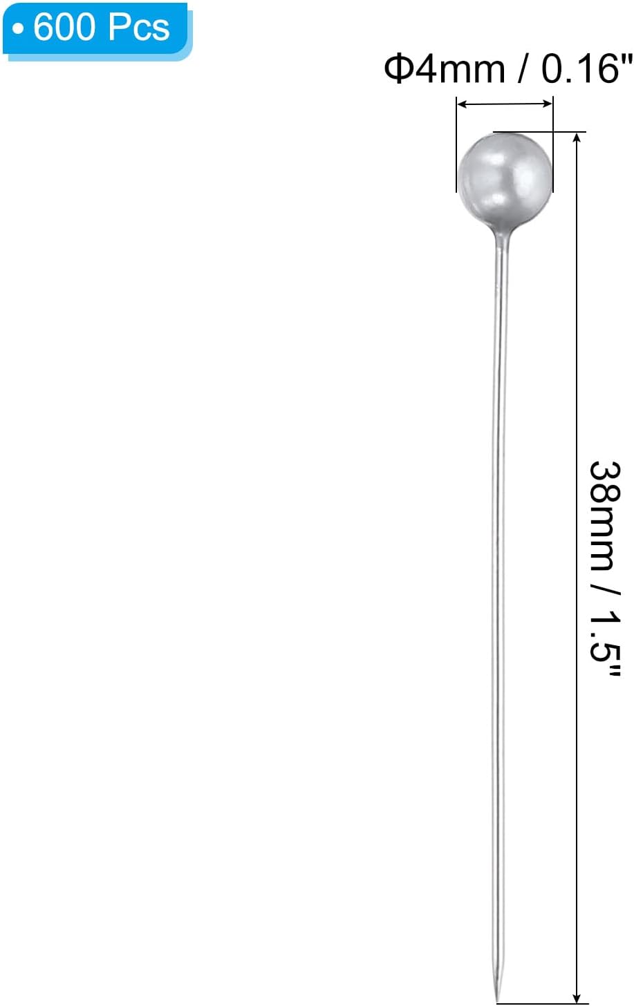PATIKIL Sewing Pins, 600 Pcs 1.5 Inch Straight Pin with Plastic