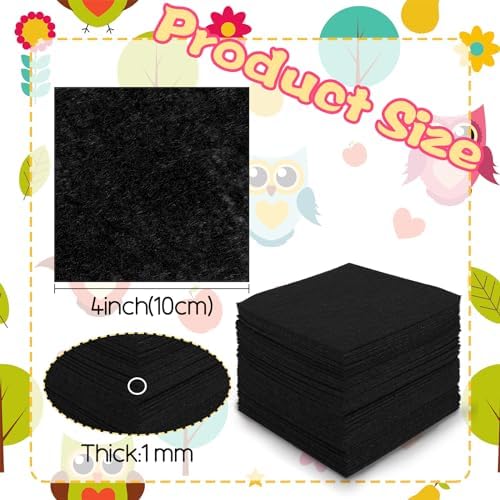 60PCS Felt Sheets Fabric, 4" X 4" Soft Felt Fabric for Crafts