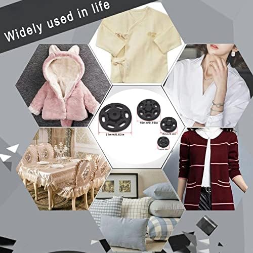 Betoplin 60 Sets Plastic Snap Fasteners, Black Sew on Snaps Buttons