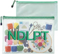 Sabary 2 Pcs Clear Mesh Needlepoint Project Bags, Green