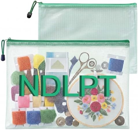 Sabary 2 Pcs Clear Mesh Needlepoint Project Bags, Green
