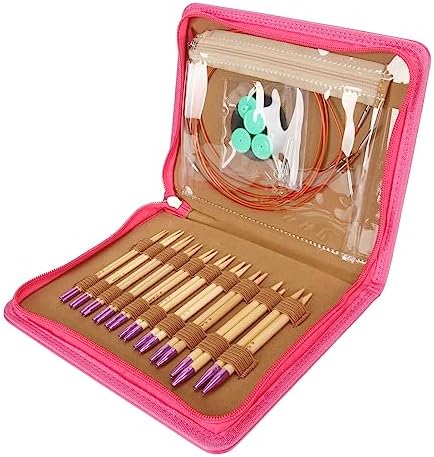 Jenivaint Circular Knitting Needle Kit Interchangeable Set Bamboo and