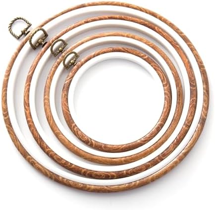 4 Inch Embroidery Hoops, Autuwintor 6Pcs Imitated Wood Display Frame