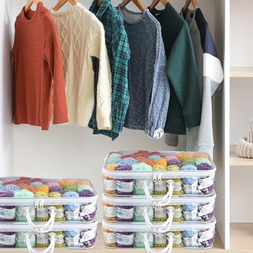 5 Pack Clear Yarn Storage Bags, 12x16x4 Inches Yarn Storage Organizer