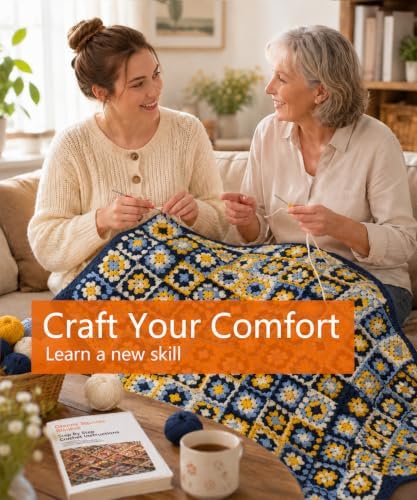 Kitcroet Granny Square Blanket Crochet Kit for Beginners, Easy Crochet