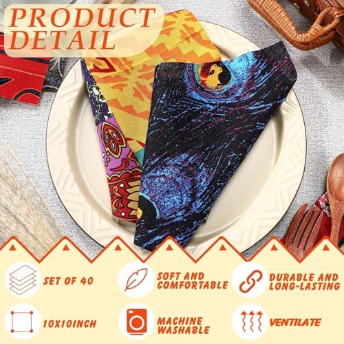 Mixweer 40 Pcs 10 x 10 Inch African Cotton Fabric Square Bulk for
