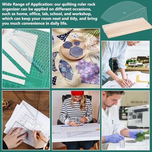 PH PandaHall 8 Slots Wooden Ruler Organizer Storage Rack Stand