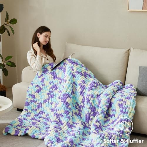 Cozyful Chunky Yarn for Hand Knitting - #10 Chunky Chenille Blanket