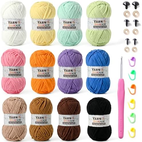 12 Pack Fluffy Chunky Chenille Yarn for Crocheting, Baby Yarn for