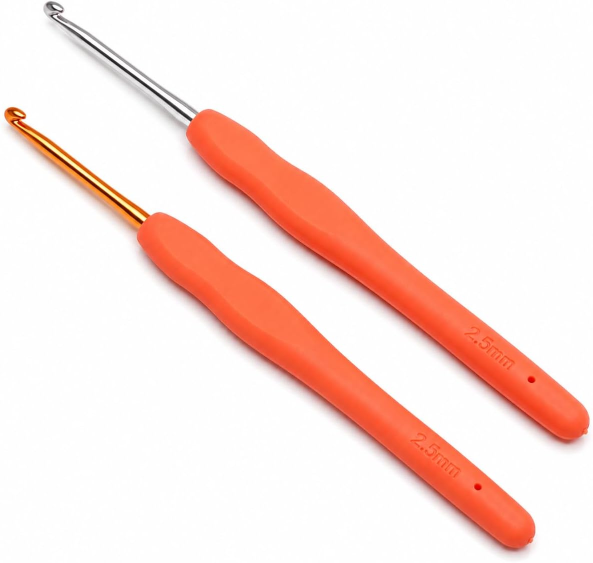 2-Pack 2.5mm Crochet Hooks, Ergonomic Soft Grip Knitting Needles for