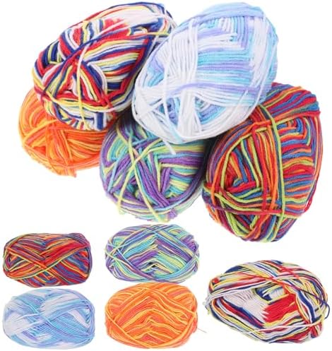 Rainbow Yarn for Crafts, Cotton Crochet Yarn 10 Rolls, 3 Strand Xmas