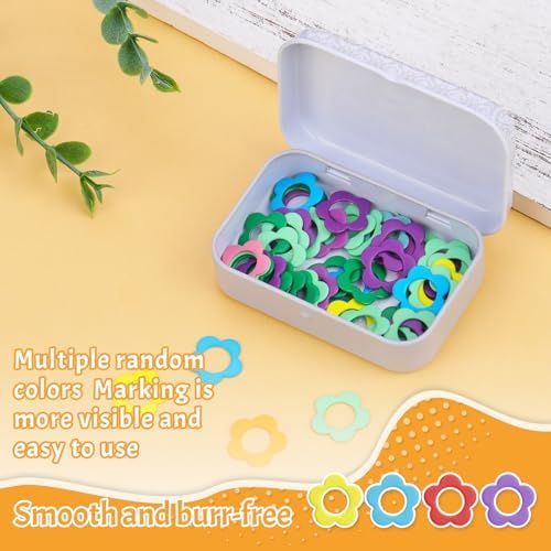 Jmuiiu Flower Metal Stitch Markers, 50Pcs Metal Crochet Stitch Markers