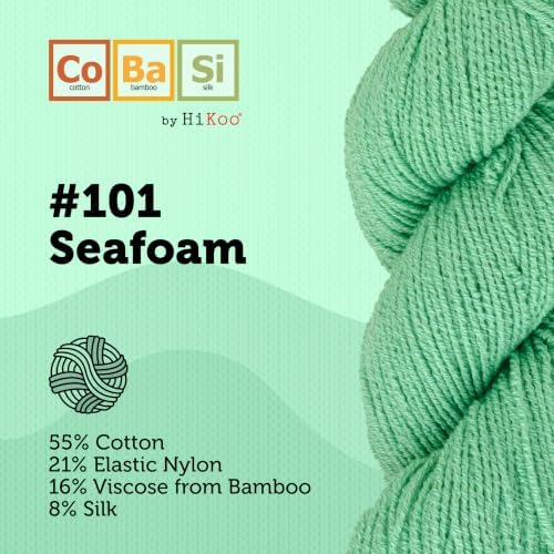 HiKoo CoBaSi Sock Yarn, Cotton, Bamboo, Silk, 50g, 220 yd, #101