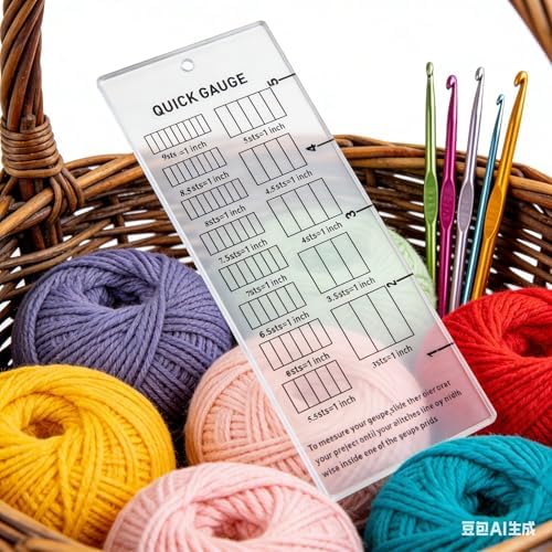 Quick Gauge Ruler Knitting and Crochet Gauge Tool Clear Acrylic Stitch