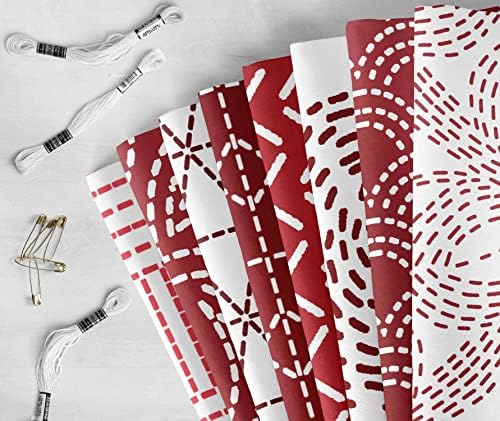 Soimoi 8 Pc Fat Quarter Bundle - Japanese Sashiko Print 18"x 22" DIY
