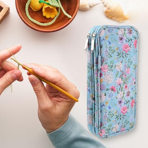 Simhoa Crochet Hook Case, Double Layer Knitting Pin Storage Organizer