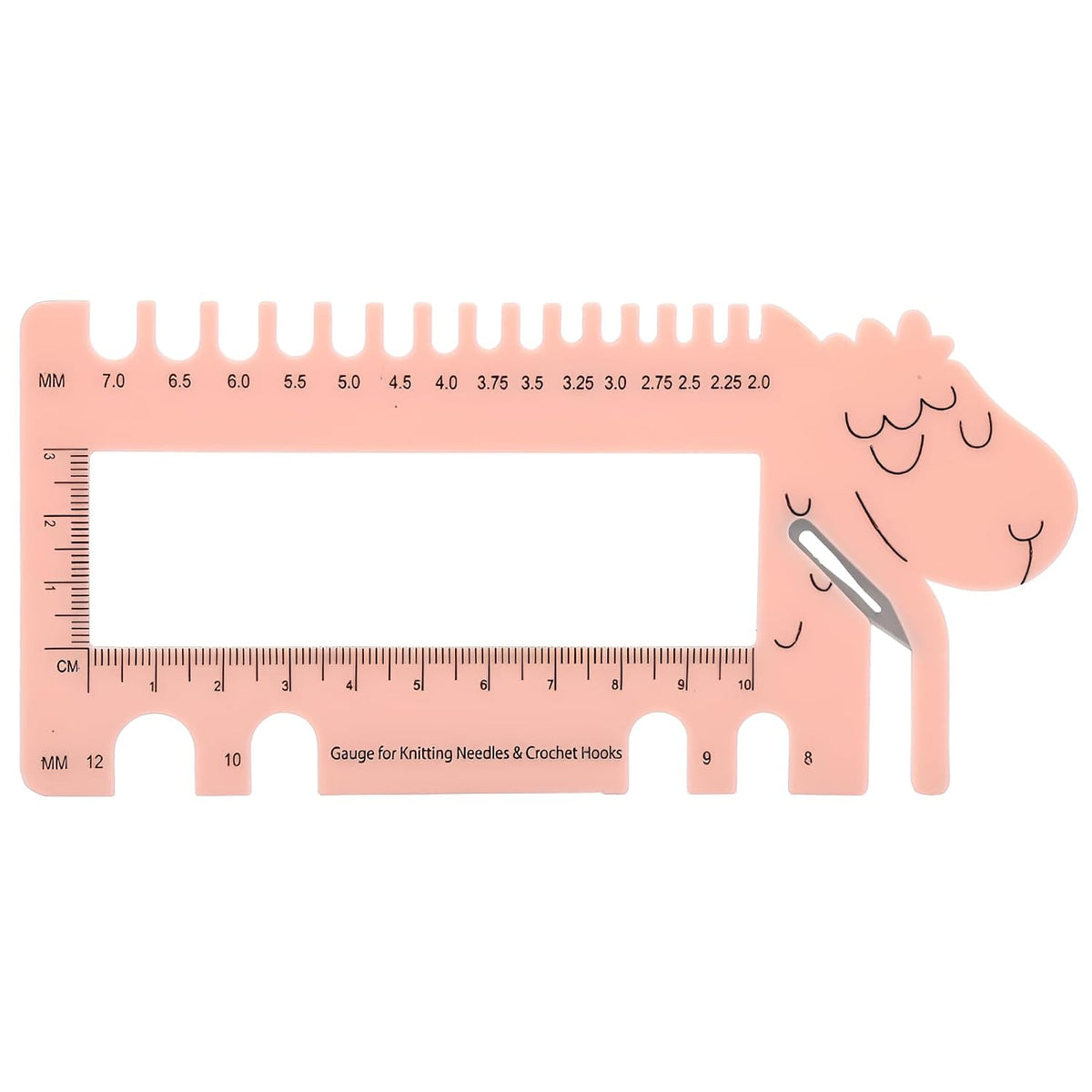 Knitting Needle Gauge and Crochet Hook Sizer Ruler