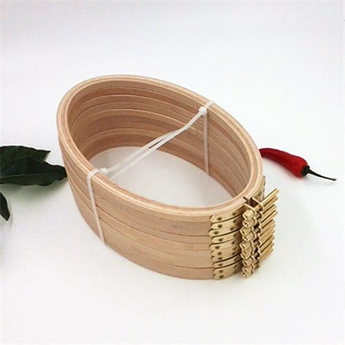 BWRMHME 6 X 4 Inch Wooden Hand Oval Embroidery Hoops for Cross-Stitch
