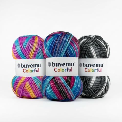 Colorful Self-Striping Multicolor Fuzzy with Subtle Sheen Yarn, 56%