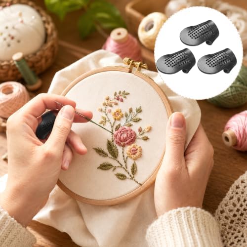 Hadnves 4 PCS Leather Thimbles for Hand Sewing Quilting Adjustable