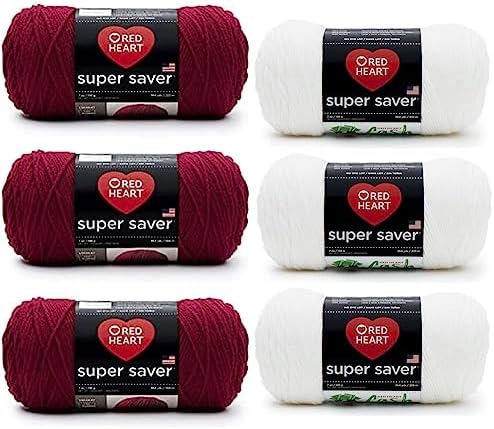 Red Heart Super Saver Burgundy Yarn - 3 Pack of 198g/7oz - Acrylic - 4