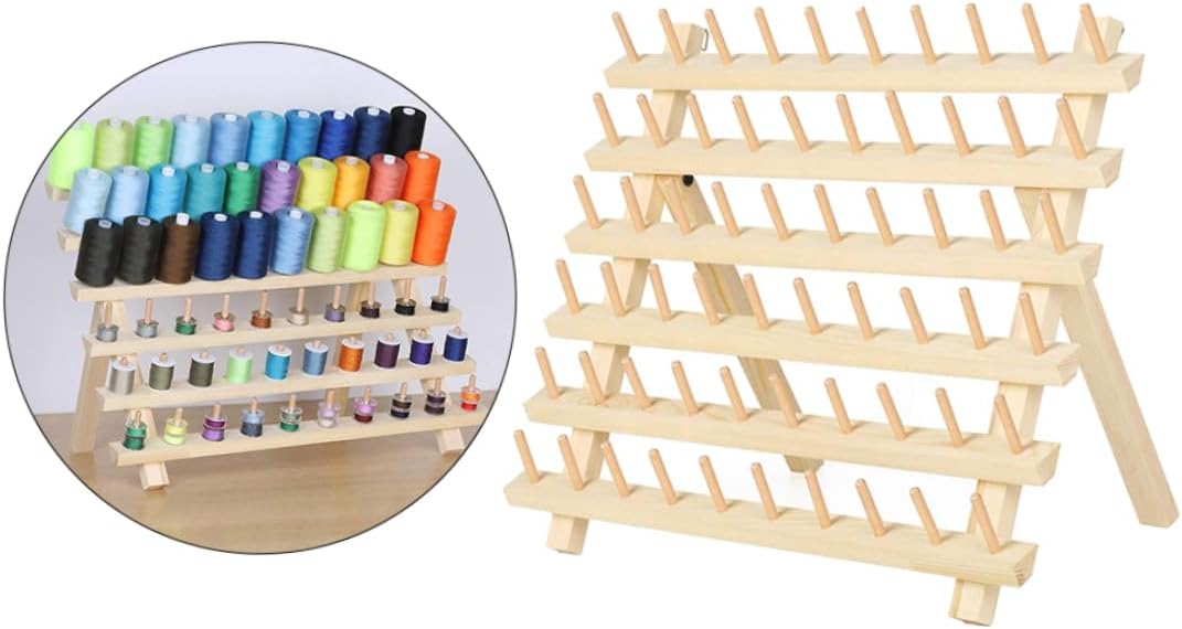 Thread Rack 60-Spool Wooden Organizer for Sewing and Embroidery