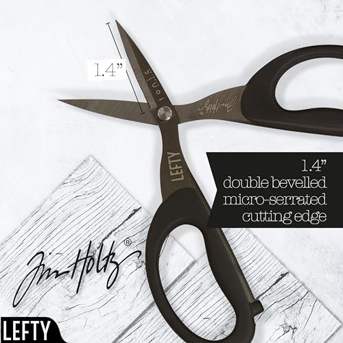 Tim Holtz Left Handed Scissors - 5 Inch Mini Snips with Micro Serrated