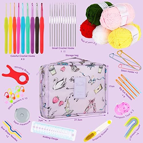 Aeelike Beginner Crochet Kit, Light Purple