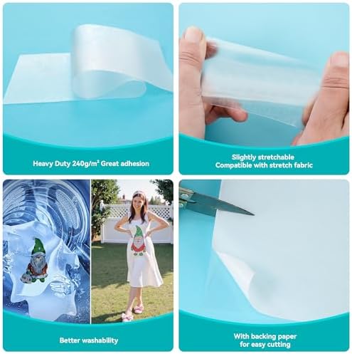 Double-Sided Iron-On Adhesive Film for Sewing & Crafts, 11.8 Inches x