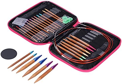 Zopsc Carbonized Bamboo Circular Knitting Needle Set with Removable