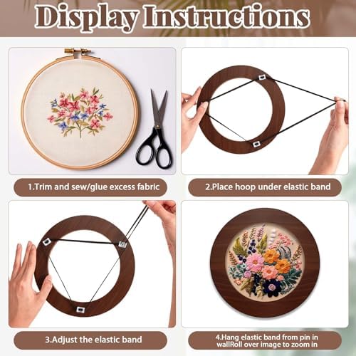Wenqik 6 Pcs Wood Embroidery Frames for Cross Stitch, 8 Inch, 6 Inch