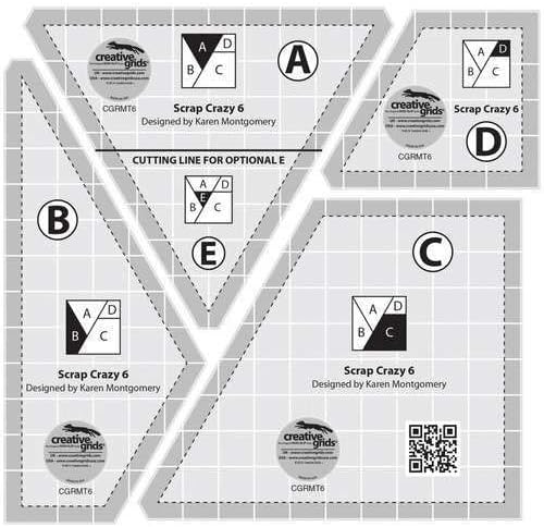 Creative Grids Scrap Crazy 6 Template Set Quilt Ruler – CGRMT6 – Made